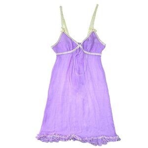 VTG Sophie & Me Babydoll Slip Dress Sz.S Lilac Sheer Silk Bow Ruffles Coquette